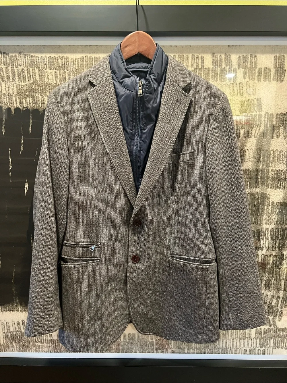 Banana Republic Herringbone 2-in-1 Blazer Jacket Removable Bib 38S